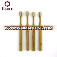 Round handle with laser logo biodegradable bamboo toothbrush